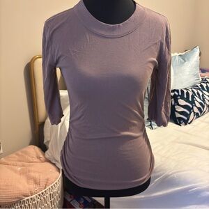 Free People Taupe Ribbed Short Sleeve Top